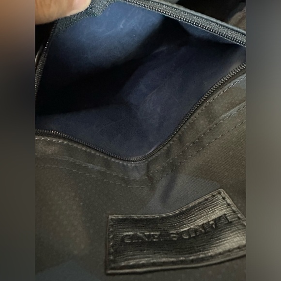 👜 Lands' End Navy Blue/Black Diamond Canvas Tote Shoulder Bag 🌟 - Picture 6 of 16